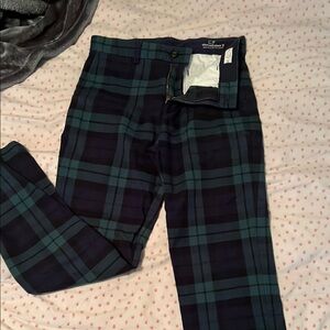 Plaid Boys Dress Pants in Dark Green and Navy - Vineyard Vines